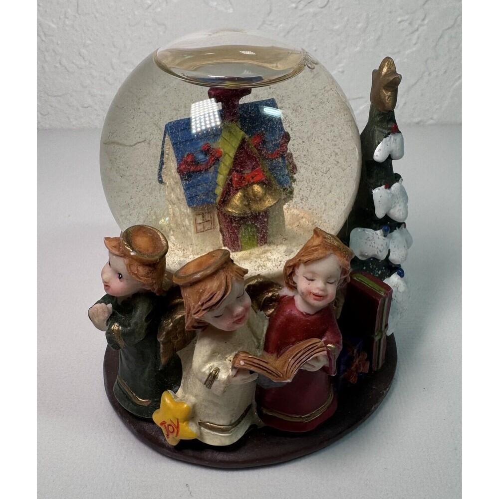 Vintage Greenbrier International Christmas Snow Globe Tree Angels Carolers Joy